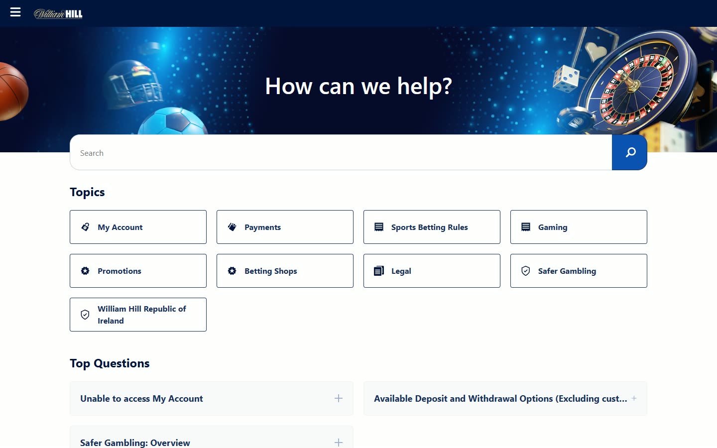 William Hill Casino Payments and help as served to a logged-out desktop visitor on 2026-09-20; unaltered screenshot