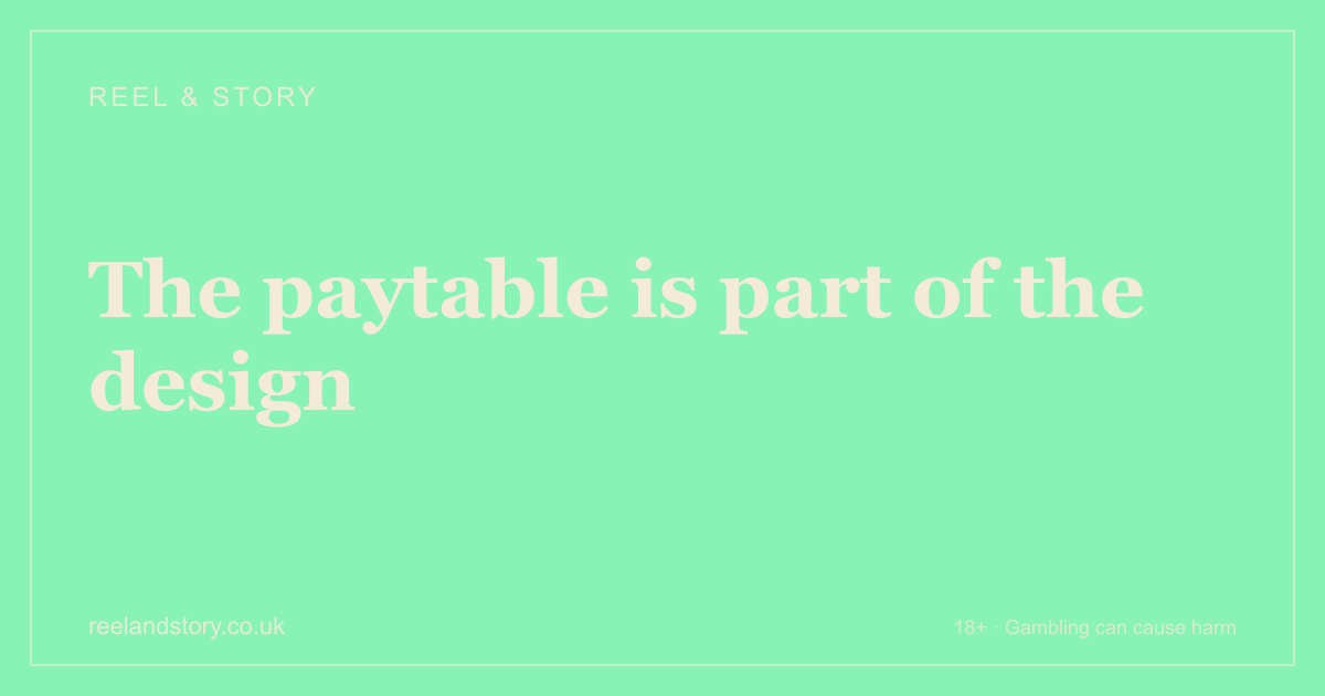 Title card reading “The paytable is part of the design”